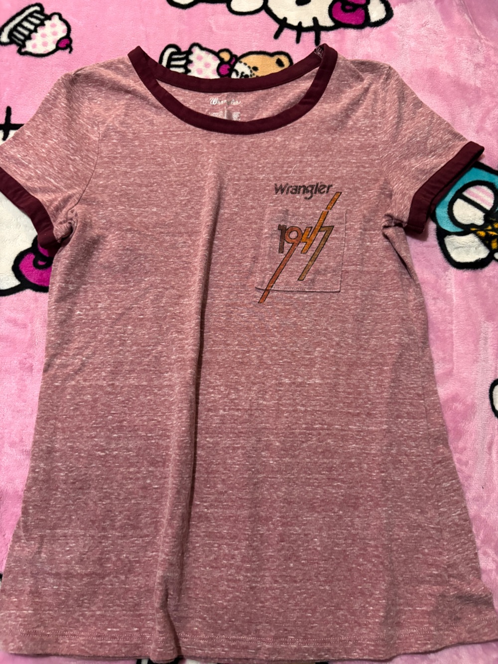Wrangler Heathered Rose and Burgundy Graphic Tee
